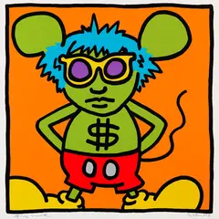 Andy Mouse by Keith Haring, 1986, Silkscreen in colors, sold Jul 2020