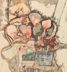 Gerhard Altenbourg, Jahrmarkt und Einsamkeit, 1956, India ink and pencil Watercolor