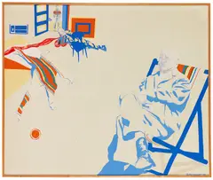 Uwe Lausen, VOO-DOO in einem großen Einzimmer Appartement, 1967, Oil and synthetic resin dispersion on canvas