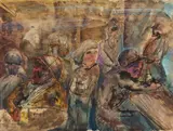 Otto Dix, Fischerkneipe, 1922, Mixed media. India ink, watercolor and color chalk