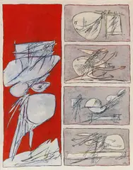 Achille Perilli, Handicap, 1963, Mixed media on canvas