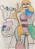 Richard Lindner, My Angel, 1966, Colored chalk