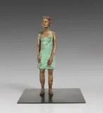 Frau im grünen Kleid by Stephan Balkenhol, 2007, Bronze, with colors, on metal plinth, sold Jul 2020