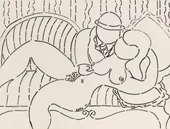 Untitled by William Copley, 1991, Felt-tip pen drawing and black chalks, sold Jul 2020
