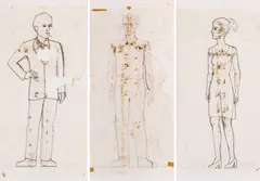 Stephan Balkenhol, Denkmal Jean Moulin (3-teilig), 2014, Mixed media. Carpenter's pencil, felt tip pen, ...