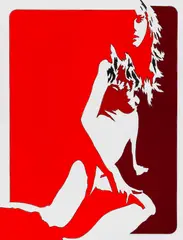 Werner Berges, Ganz nackt, 1971, Mixed media. Collage with glossy foil and felt ...