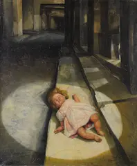 Bikash Bhattacharjee, Doll in the Lane, 1971, Oil on canvas