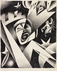 Georg Scholz, Nächtlicher Lärm, 1919, India Ink
