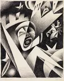 Georg Scholz, Nächtlicher Lärm, 1919, India Ink