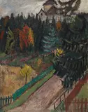 Gabriele Münter, Landschaft bei Stockholm (Naturstudie aus Dänemark), 1916, Oil on canvas