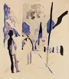 August Macke, Straße am Abend, 1913, Watercolor and India ink