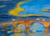 Brücke über die Elbe (Augustusbrücke in Dresden) by Emil Nolde, 1925/1930, Watercolor, sold Dec 2019