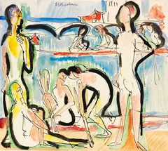 Ruderer by Ernst Ludwig Kirchner, Um 1928, Watercolor, India ink and color pen, sold Dec 2019