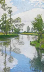 Flußufer by Otto Modersohn, 1909, Oil on cardboard, sold Dec 2019
