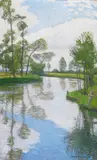 Otto Modersohn, Flußufer, 1909, Oil on cardboard