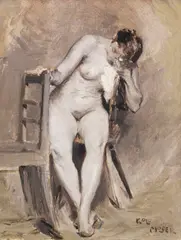 Koloman Moser, Weiblicher Akt im Atelier, 1892, Oil on canvas