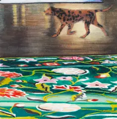 Karin Kneffel, Hund über Teppich, 2004, Gouache