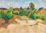 Otto Modersohn, Sommerliche Dünenlandschaft in Quelkhorn bei Fischerhude, Um 1925, Oil on cardboard