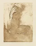 Emil Nolde, Kniendes Mädchen, 1907, Aquatint with light tone etching