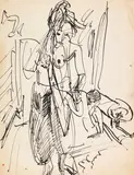 Weiblicher Akt by Ernst Ludwig Kirchner, Um 1912/13, Pen and ink drawing in black, sold Dec 2019