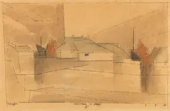 Bauernhaus in Deep III by Lyonel Feininger, 1925, Watercolor and ink, sold Dec 2019