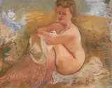 George Grosz, Sitting Nude with Summer Hat