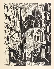 Straße in Paris by Lyonel Feininger, 1918, Woodcut, sold Dec 2019