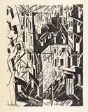 Lyonel Feininger, Straße in Paris, 1918, Woodcut