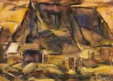 Bauernhaus in Holstein by Christian Rohlfs, 1922, WatercolorGouache and ink brush drawing, sold Dec 2019