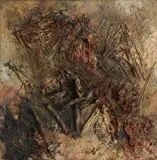 Axum by Bernard Schultze, 1957, Mixed media. Oil on canvas with glued-on three-..., sold Dec 2019