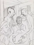 Max Beckmann, Café, Um 1925, Charcoal drawing