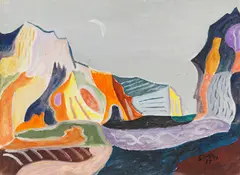 Ischialandschaft (Schlucht) by Werner Gilles, 1955, Oil on canvas, not on stretcher, sold Dec 2019
