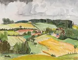 Erich Heckel, Landschaft Angeln, 1937, Watercolor over charcoal