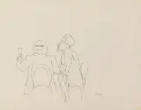 Im Café / Sitzende im Profil by George Grosz, Wohl um 1925, Pen and India ink drawing, sold Dec 2019