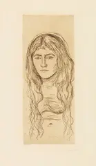 Weib mit langem Haar by Edvard Munch, 1896, Etching, sold Dec 2019