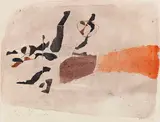 1.2.59 by Julius Heinrich Bissier, 1959, Egg and oil tempera on primed cotton fabric, sold Dec 2019