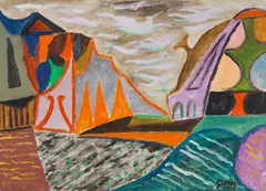 Ischia Schlucht by Werner Gilles, 1954, Oil on canvas, not on stretcher, sold Dec 2019