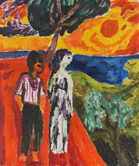 Werner Gilles, Paar am Meer, Wohl späte 1920, Oil on canvas