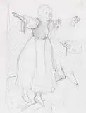 Max Liebermann, Tiroler Mädchen, auf einer Stufe stehend
