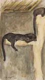 Max Slevogt, Pantherpaar im Frankfurter Zoo, 1901, Watercolor over pencil