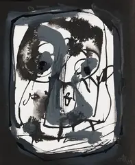 L'étranger by Antonio Saura Atarés, 1989, India Ink and acrylic, sold Dec 2019