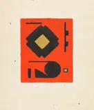 Erich Buchholz, Komposition 0025, 1920, India Ink, gouache and gold bronze
