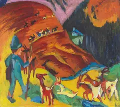 Ernst Ludwig Kirchner, Heimkehrende Ziegenherde, 1920, Oil on canvas
