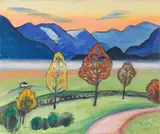 Gabriele Münter, Moor im Herbst (Berglandschaft mit Nebelstreif), 1944, Oil on canvas