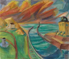 Erich Heckel, Hafeneinfahrt, 1916, Tempera on canvas