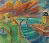Erich Heckel, Hafeneinfahrt, 1916, Tempera on canvas