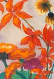 Zinnien und Sonnenblumen by Emil Nolde, Um 1930, WatercolorWatercolor, sold Dec 2019