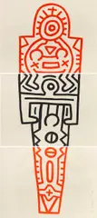 Totem (3-teilig) by Keith Haring, 1989, Woodcut in colors, sold Dec 2019
