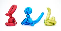 Balloon Swan (Yellow). Balloon Rabbit (Red). Balloon Monkey (Blue) by Jeff Koons, 2017, 3 Multiples. Porcelain with high gloss metal co..., sold Dec 2019