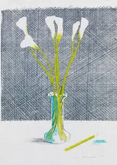 Lillies by David Hockney, 1971, Lithograph in colors, sold Dec 2019